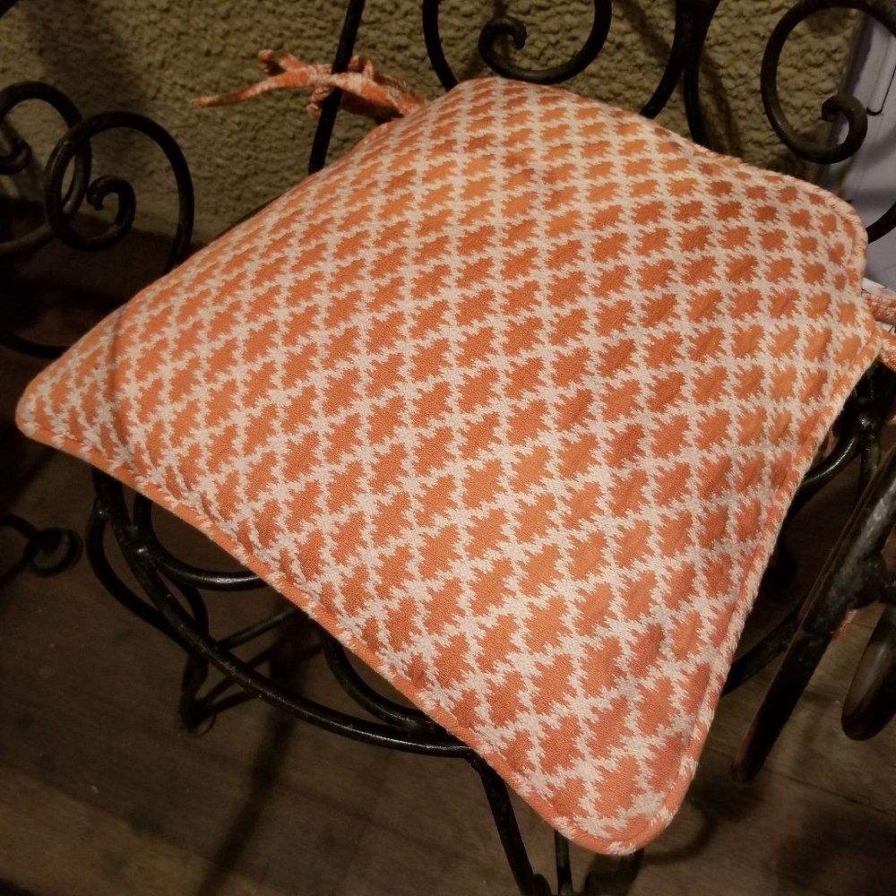 Chair Seat Covers/Ties Diamond Peach/Cream Heavy Fabric Custom Made